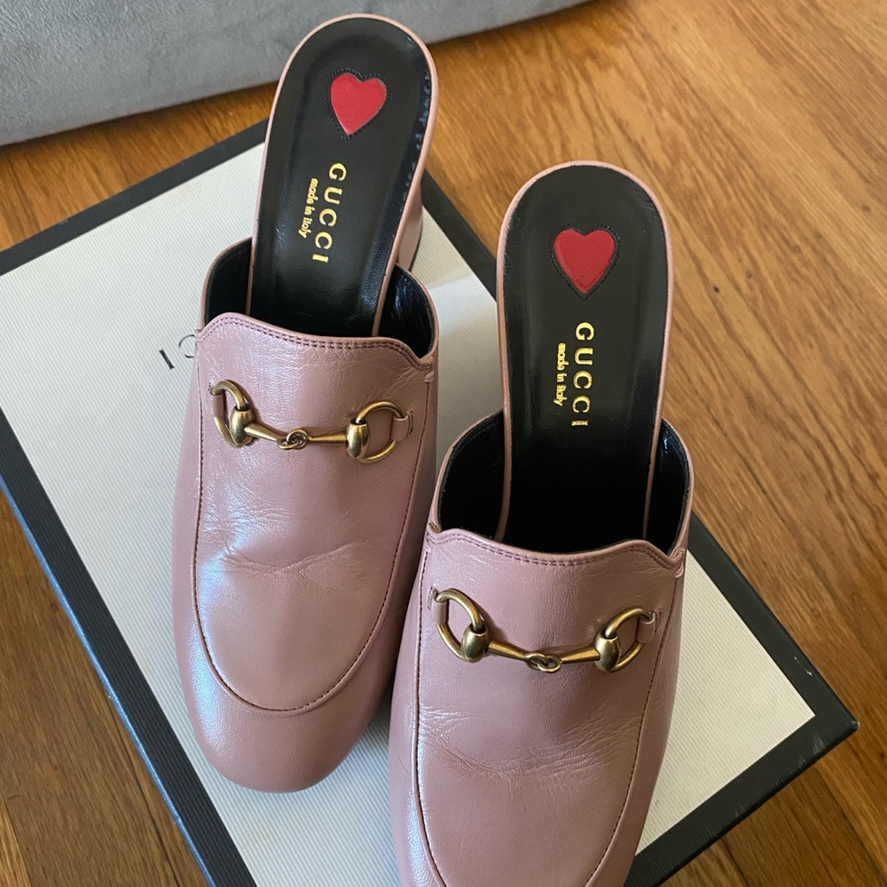 Gucci Malaga Kid Princetown Horsebit Mules/Slides Size 37.5 US 7 in Crystal Pink - Picture 3 of 8